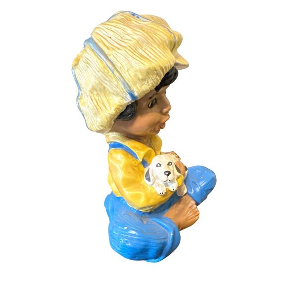 Universal Statuary Corp. 1974 10" Boy and Puppy Statue - Picture 2 of 8